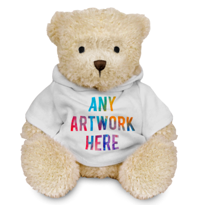 Picture of WHITE 18CM JAMES BEAR with Printed White Hoody